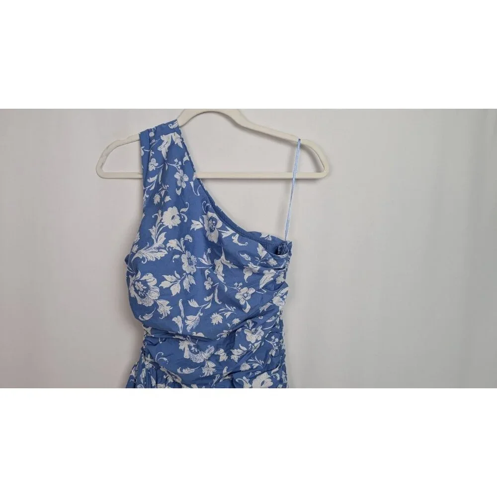 Abercrombie Fitch S Floral Fiore One-Shoulder Maxi Dress Cutout High Front Slit